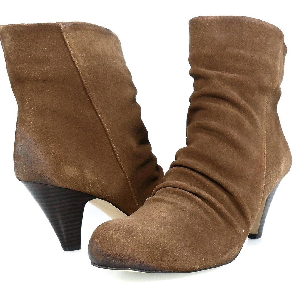 NIB$198 MESSECA NY GENY PULL ON DISTRESSED SUEDE RUCHED ANKLE BOOTS WESTERN 8.5